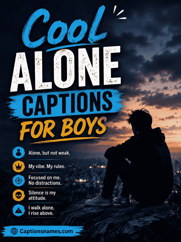 Cool Alone Captions for Boys