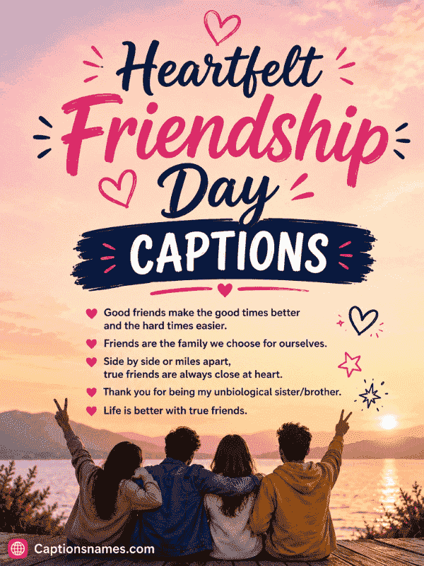 Heartfelt Friendship Day Captions