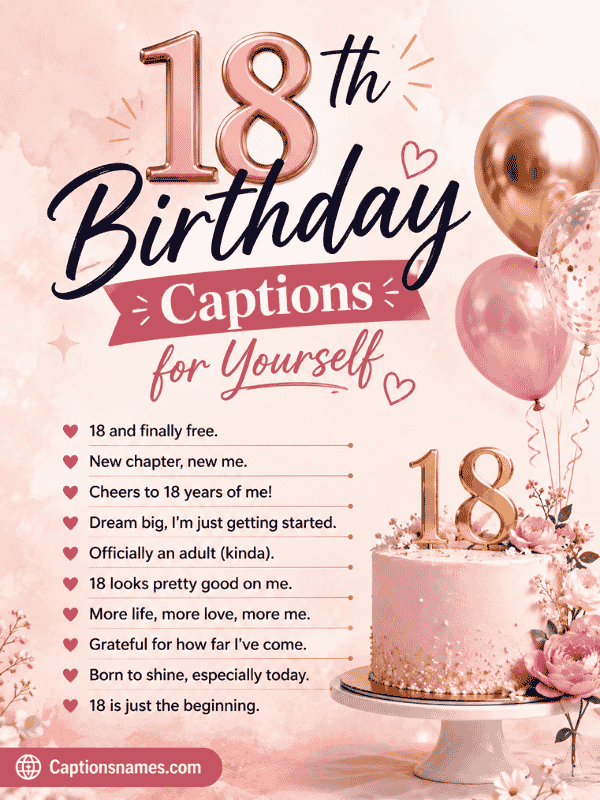 18th Birthday Captions for Yourself