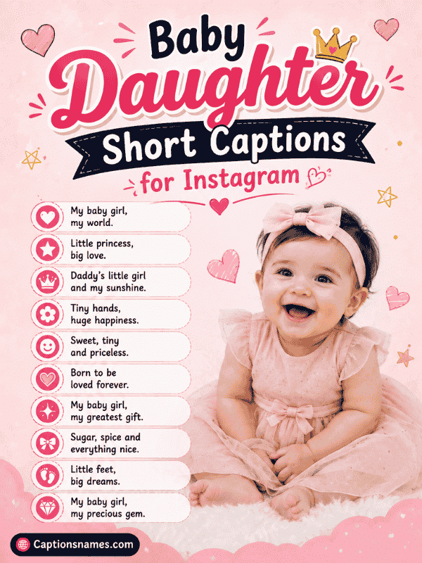 Baby Daughter Short Captions for Instagram