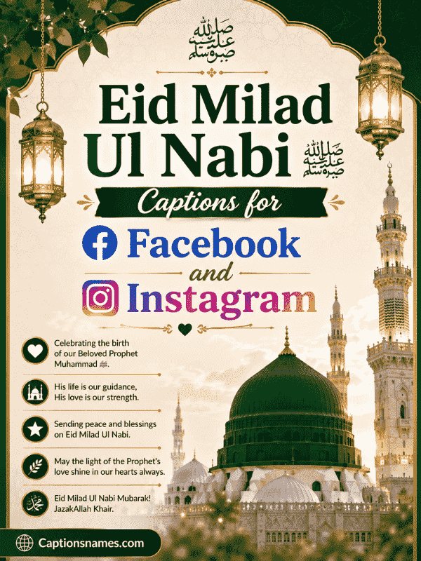 Eid Milad Ul Nabi Captions for Facebook and Instagram