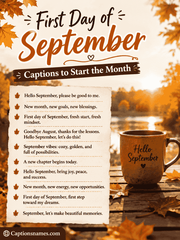 First Day of September Captions to Start the Month