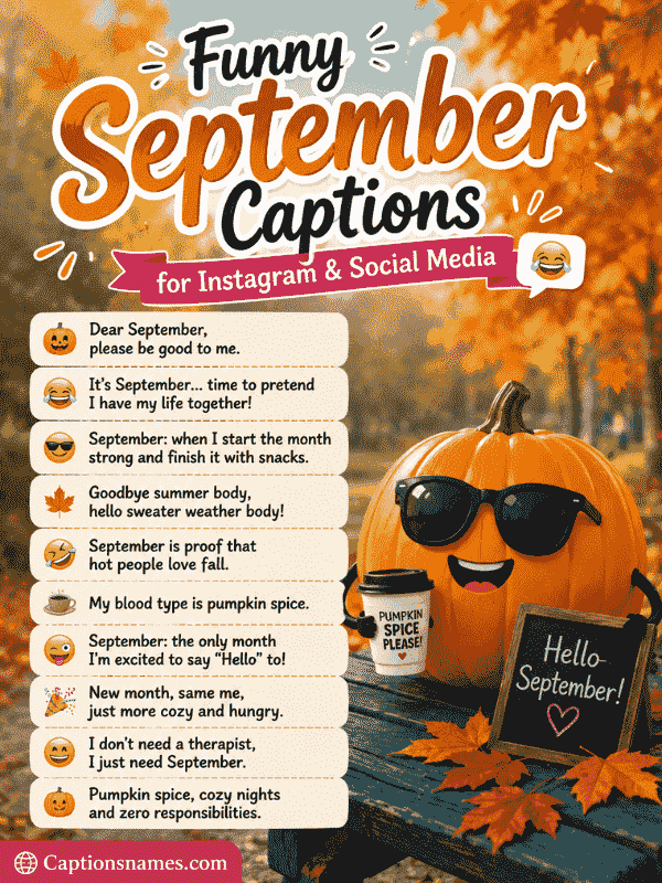 Funny September Captions for Instagram & Social Media