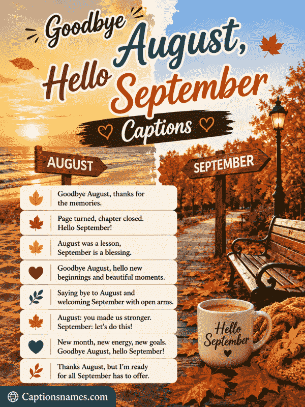 Goodbye August Hello September Captions