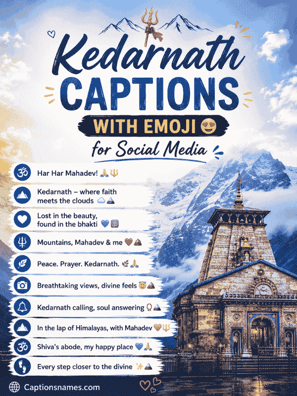 Kedarnath Captions with Emoji for Social Media