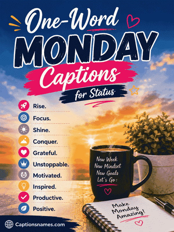 One-Word Monday Captions for Status