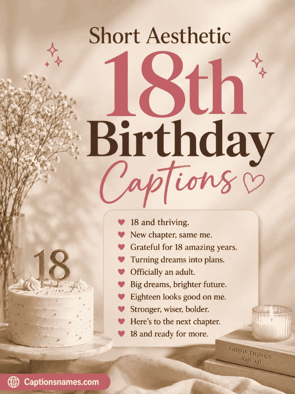 Short Aesthetic 18th Birthday Captions