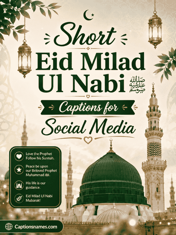 Short Eid Milad Ul Nabi Captions for Social Media