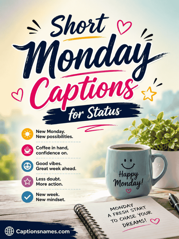 Short Monday Captions for Status