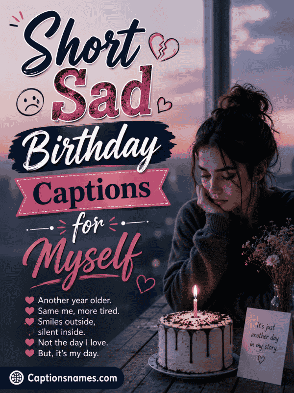 Short Sad Birthday Captions for Myself