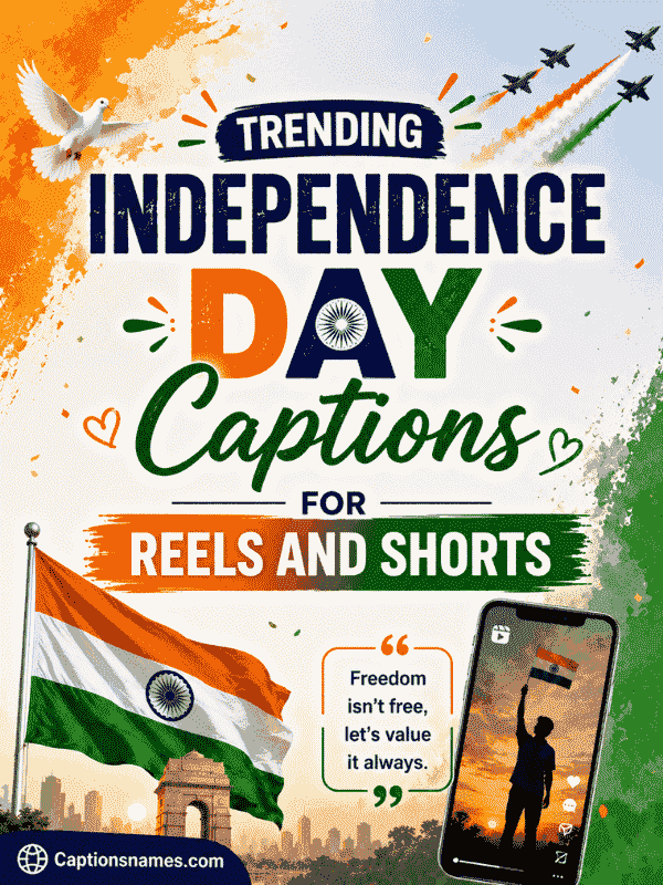 Trending Independence Day Captions for Reels and Shorts