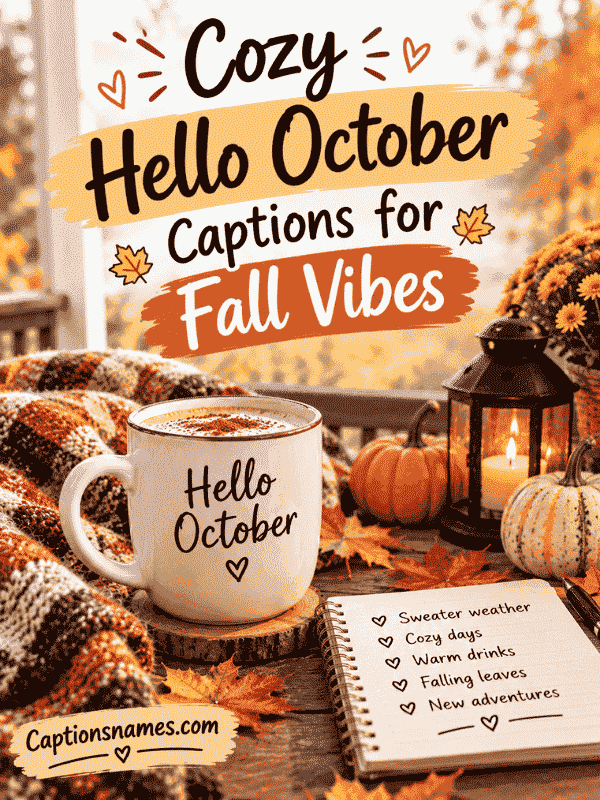 Cozy Hello October Captions for Fall Vibes