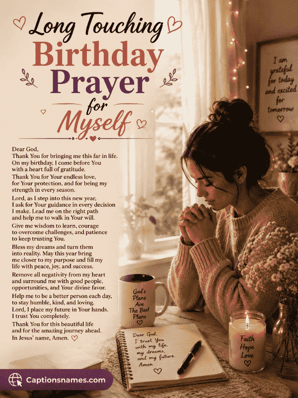 Long Touching Birthday Prayer for Myself