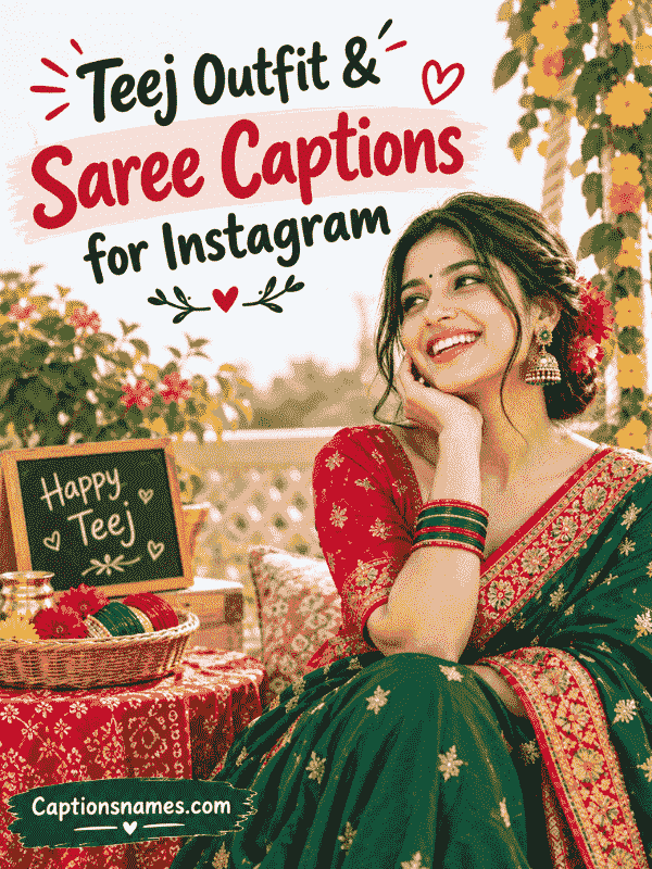 Teej Outfit & Saree Captions for Instagram